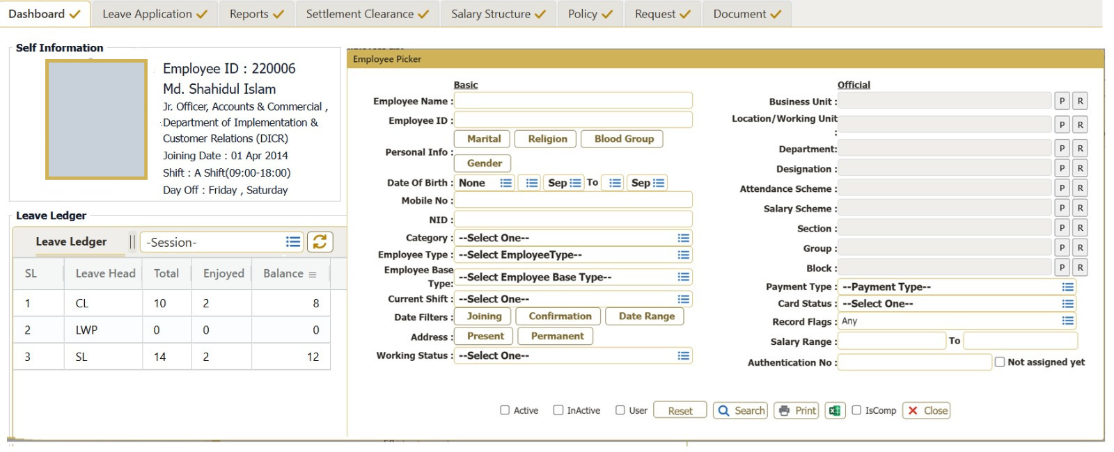 HRM & Payroll Dashboard